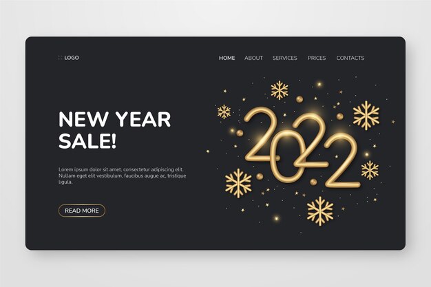 Realistic new year landing page template