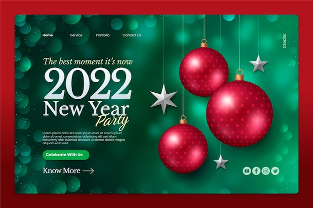 Free vector realistic new year landing page template