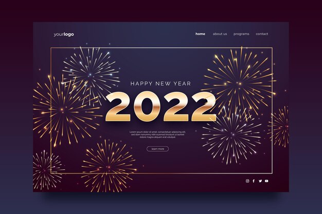 Realistic new year landing page template