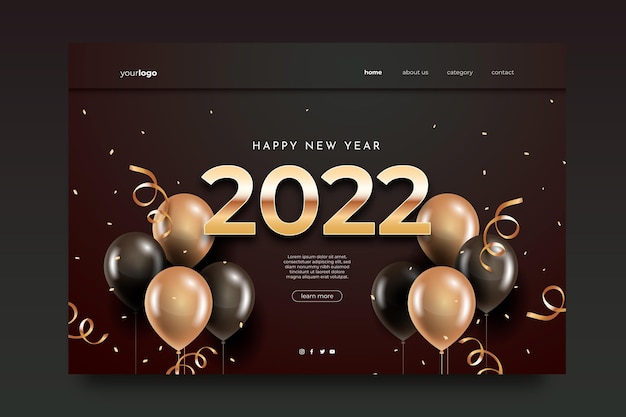 Free vector realistic new year landing page template