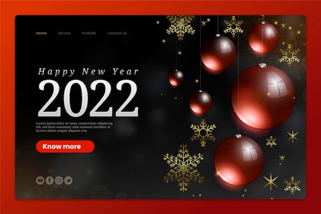 Free vector realistic new year landing page template