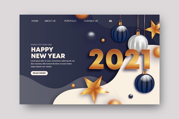 Realistic new year landing page