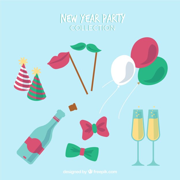 Realistic new year party element collection