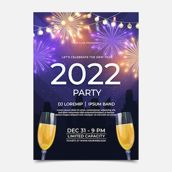 Realistic new year party flyer template