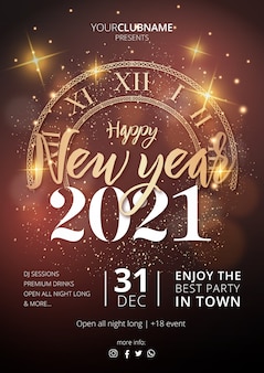 Realistic new year party poster template