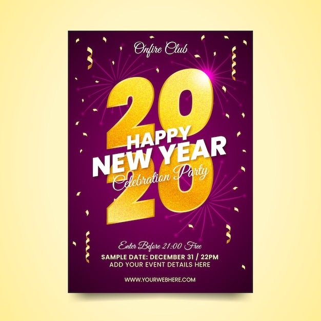Free vector realistic new year party poster template