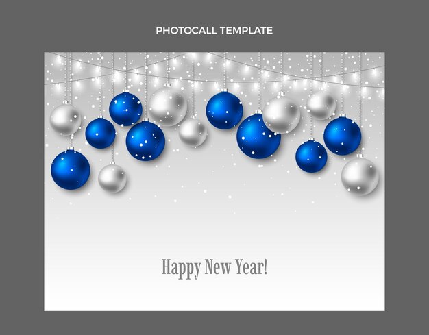 Realistic new year photocall template