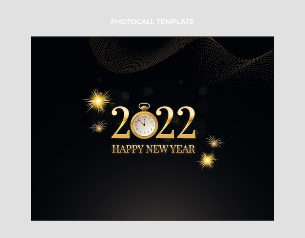 Realistic new year photocall template Free Vector