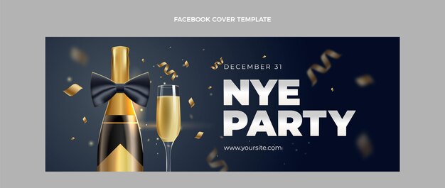 Realistic new year social media cover template
