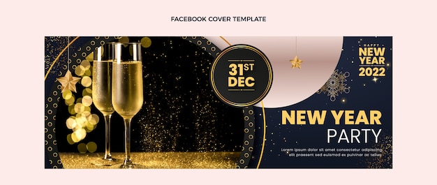 Realistic new year social media cover template