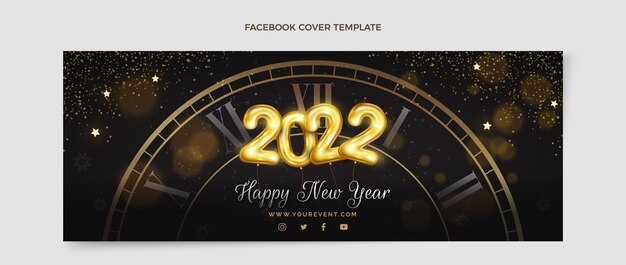 Free vector realistic new year social media cover template