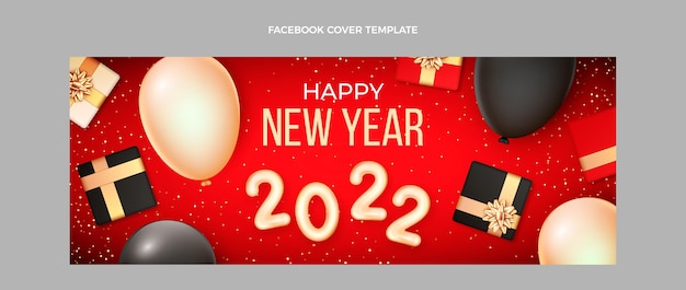 Free vector realistic new year social media cover template