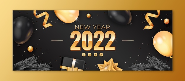 Realistic new year social media cover template