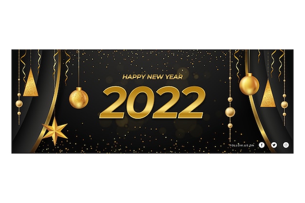 Free vector realistic new year social media cover template