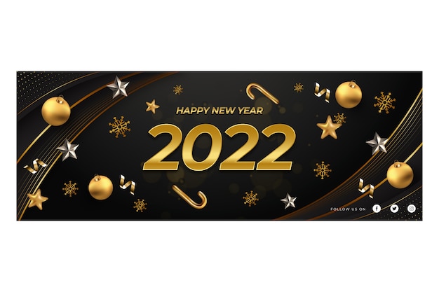 Free vector realistic new year social media cover template