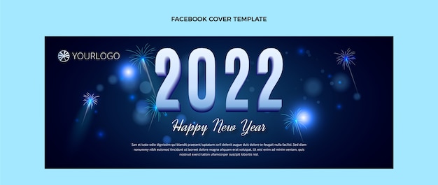 Realistic new year social media cover template