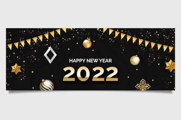 Free vector realistic new year social media cover template