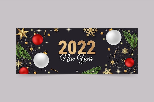 Realistic new year social media cover template