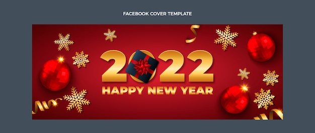 無料ベクター 現実的な新年のソーシャルメディアカバーテンプレート