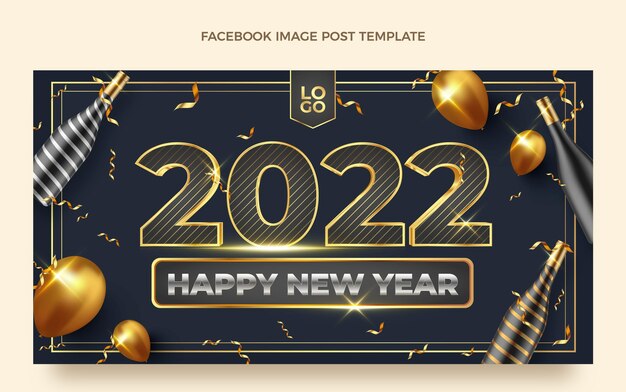 Realistic new year social media post template