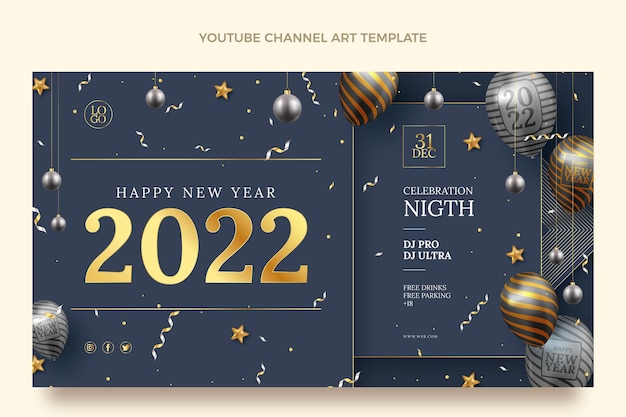 Realistic new year social media promo template