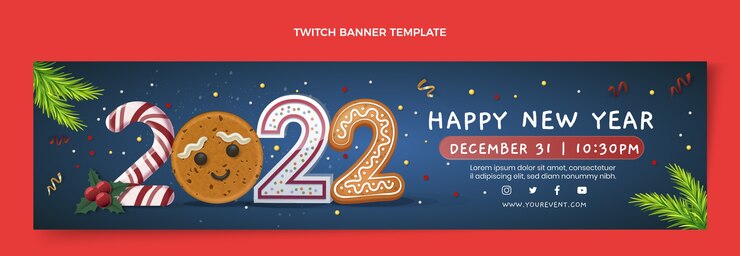 Free Vector realistic new year twitch banner