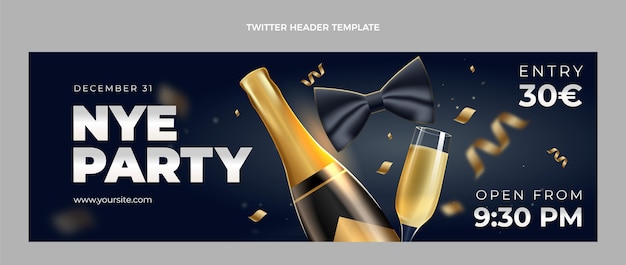 Realistic new year twitter header