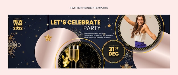 Free vector realistic new year twitter header