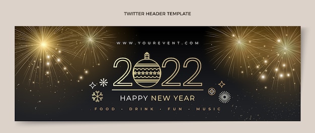 Free vector realistic new year twitter header