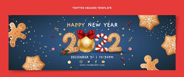 Realistic new year twitter header