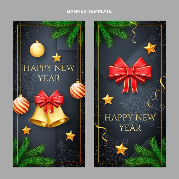 Free vector realistic new year vertical banners set