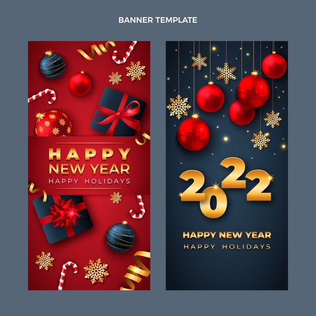 Realistic new year vertical banners set