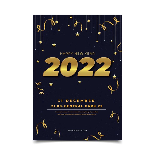 Realistic new year vertical poster template