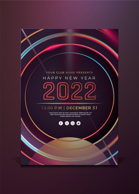 Realistic new year vertical poster template