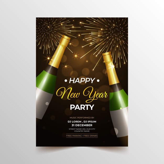 Realistic new year vertical poster template