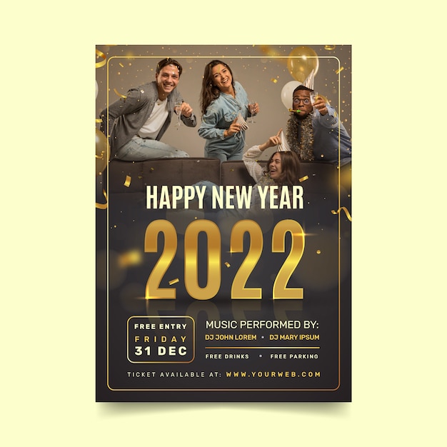 Realistic new year vertical poster template