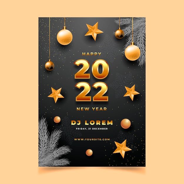 Free vector realistic new year vertical poster template