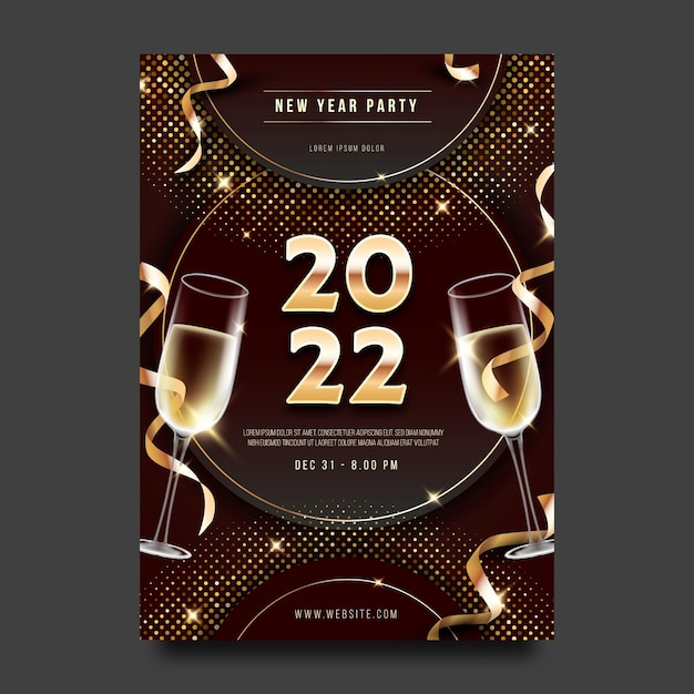 Free vector realistic new year vertical poster template