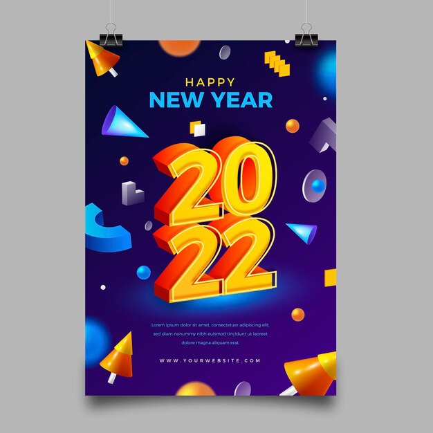 Realistic new year vertical poster template