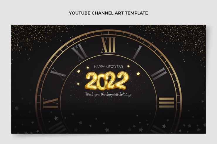 Free Vector realistic new year youtube channel art