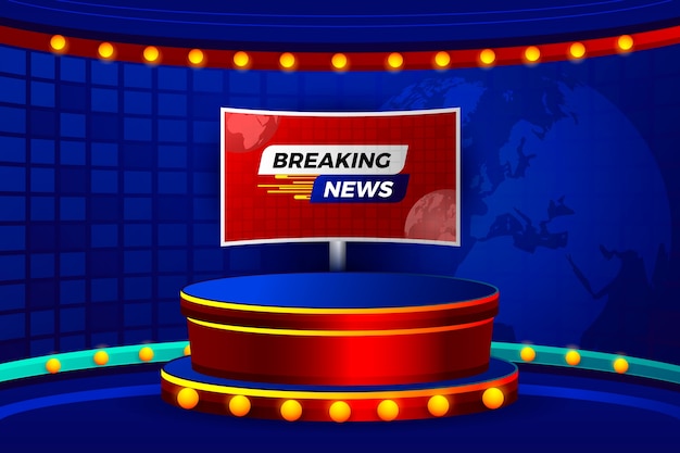 Realistic news studio background