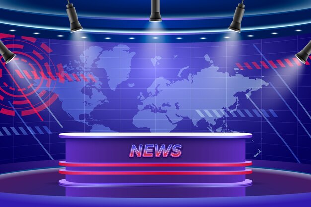 Realistic news studio background