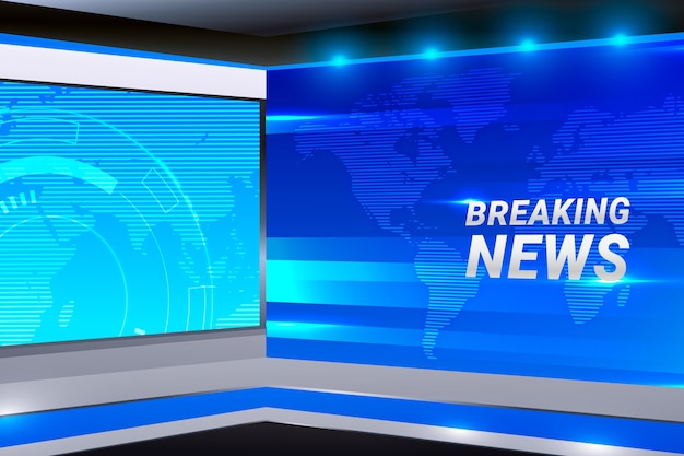 Realistic news studio background