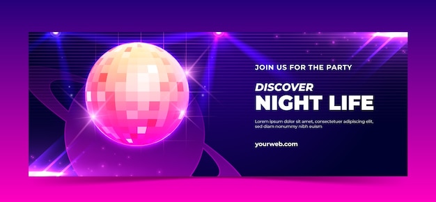 Free vector realistic night club facebook cover