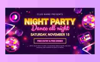 Vettore gratuito post facebook realistico del night club