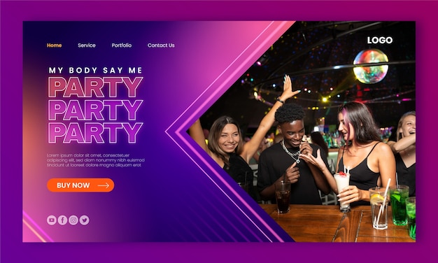 Free vector realistic night club party landing page