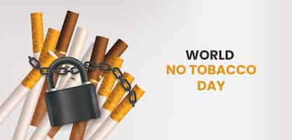 Free vector realistic no tobacco day horizontal banner template