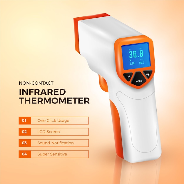 Free vector realistic non-contact infrared thermometer