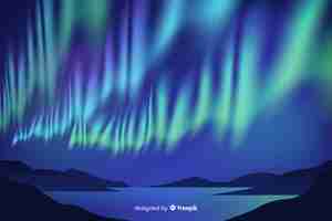 Free vector realistic northern lights background