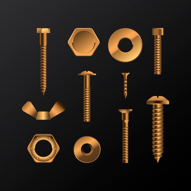 Realistic nuts and bolts collection